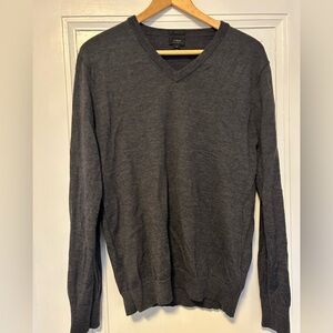 J. Crew Dark Gray V-Neck Sweater for Men (hole on back - see photo)